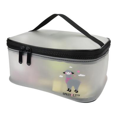 China Custom Waterproof Makeup Organizer Pouch High Quality TPU Frosted Travel Toiletries Bag With Handle for sale