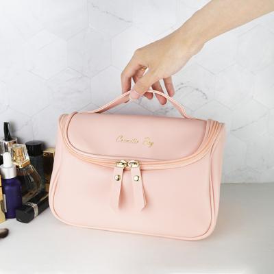 China Large Capacity Custom Women Pink Wash Cosmetic Bags Large Capacity Toiletries Bag Travel Bag for sale