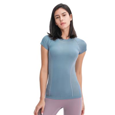 China Whosale Breathable Light Weight Hollow Back Custom Ladies Short Sleeve Women Fitness Yoga T-Shirts for sale