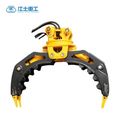 China Farms hand hold excavator construction machinery parts stone log grapple from yantai jiangtu for sale