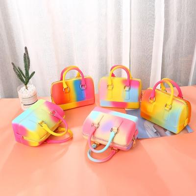 China Fashion Factory Wholesale Pillow Explosive Bucket Shaped Bag Mini Jelly Bag Macaron Shoulder Messenger Bag Women Portable Female PU YQ90 for sale