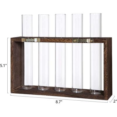 China Modern Minimalist Mid-Century Style Wood and Glass Decor Home Decor Wall Planter Garden Vase Hanging Vase for sale