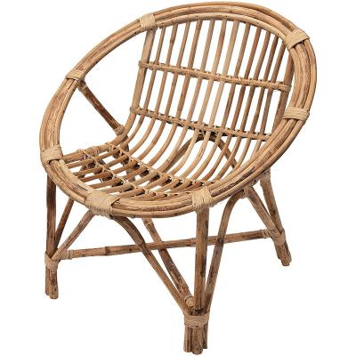 China Hand Chilling - Natural Woven Rattan Chair Lounge Perfect for a Bohemian Armhair Home Decor with Cushion for sale