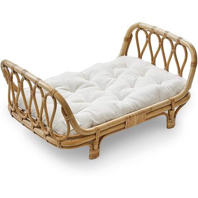 China Rattan Doll Cooling Bed Handcrafted Boho Baby - Doll Hutch Rattan Bed Home Decor Cat Bed for sale