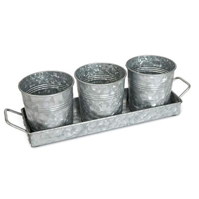 China Europe Farmhouse Flower Pot and Tray Set Galvanized Planter (Multi-Use Indoor or Outdoor Cart) for sale