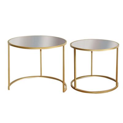 China Modern gold metal coffee table with mirror tops for sale