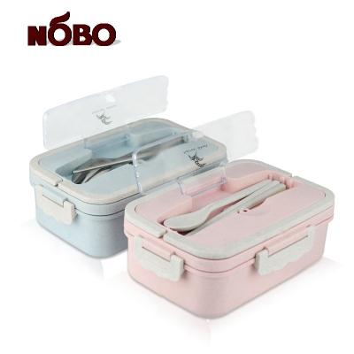 China Custom Foldable Japanese Wheat Straw Bento Lunch Box Fresh Preservation Food Grade School Food Box For Kids for sale