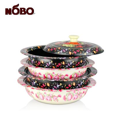 China NOBO China Sustainable Dish Melamine Printing Custom Cast Iron Dinnerware Indian Copper Serving Dishes With Lids for sale