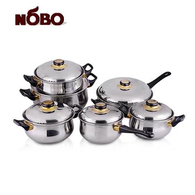 China Sustainable Korean 12pcs Kitchenware Cooking Pot Set Stainless Steel Cookware Set Kitchen Pots And Pans With Lid for sale