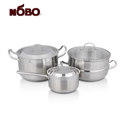 China Sustainable home kitchen appliance camping cooking ware pot set stainless steel cookware set for sale