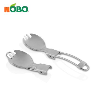 China Foldable Kids Foldable Spoons Durable Easy Travel Camping Metal Folding Reusable Spoon And Fork for sale