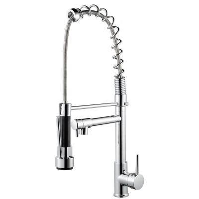 China TB-4040 Tengbo Modern Spring Tuscany Brass Double-Handle Kitchen Faucet With Pull Down Sprayer for sale