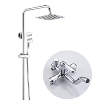 China Without Sliding Bar TLY5015S-Tengbo Wall Mounted Hide Brass Square Hot And Cold Bathroom Rainfall Shower Mixer Set for sale