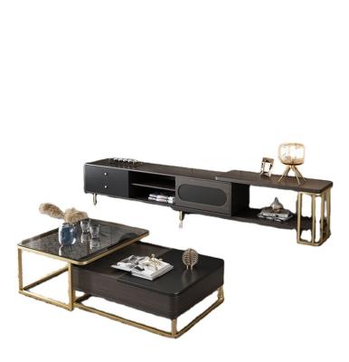 China (Other) Modern China Factory Customized Adjustable Living Room Foldaway Luxury Art A Full Set TV Cabinet TV Stand Tea Table Coffee Table for sale