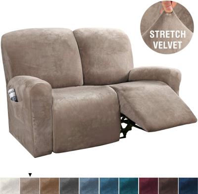 China Modern 6 Pieces Recliner Two Seat Slipcover Velvet Stretch Recliner Couch Covers For 2 Cushions Shape Fit Sofa Slipcovers Sectional Sofa for sale