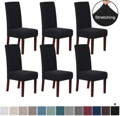 China Jacquard Jacquard Spandex Stretch 6 Pieces Wrap Dining Room Set Of 6 Black Universal Pastor Folding Chair Covers for sale