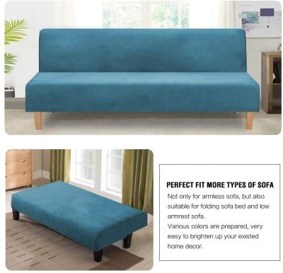 China Modern Sofa Bed Cover Velvet Stretch Sofa Slipcover Elastic Armless Futon Sofa Cover for sale