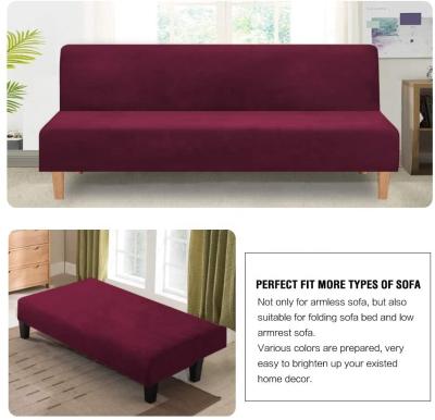 China Hot Sale Modern Luxury Stretch Futon Slipcover Velvet Armless Sofa Cover Sofa Bed Cover Elastic for sale