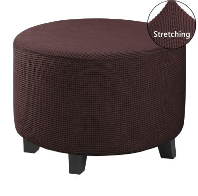 China Jacquard Round Ottoman Slipcover Stool Protector Covers Large Size Ottoman Storage Stool Covers Stretch for sale