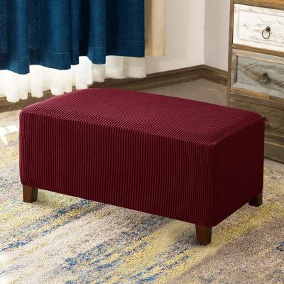 China Jacquard Stretch Ottoman Cover Rectangle Storage Stool Cover Large Size Ottoman Cover Prouf Ottoman for sale