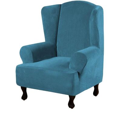 China Modern Ultra Soft Stretch Wing Back Arm Chair Furniture Elegant Wing Chair Slipcover Real Velvet Wing Chair Sofa Slipcover 1 Piece for sale