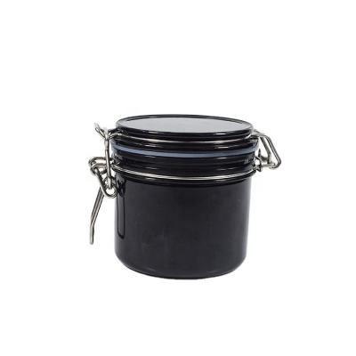 China Custom Color Food 350ml 12oz PET BPA Free Plastic Round Shape Wire Bullet Black Jars for sale