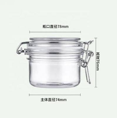 China Canned Food wholesale 500pcs 200ml 7 oz clear plastic airtight jar with clasp lock lid for sale