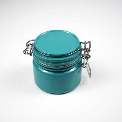 China Hot Sale 200ml Blue Round Bottom Skin Care Cream Cosmetic Jar With Metal-hinged Lid For Body Cream Lotion Manufactures for sale