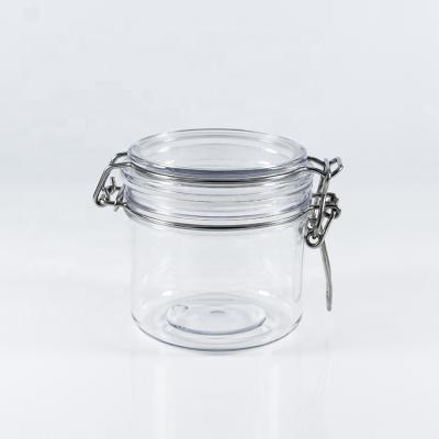 China 350ml Canned Food Food Grade PET Clip Jar Top Airtight Honey Plastic Bottle for sale