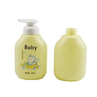 China BEAUTY PACKAGING factory customzie 300ml nice shape beautiful HDPE yellow color bottle with pump for sale