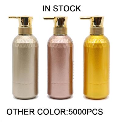 China 500m Round Plastic Shower Gel Bottle Shampoo Hair Conditioner Lotion Cosmetic/Shower Gel/Hand Soap/PET Packing Bottle With Goden For Plating Pump Spot Goods for sale