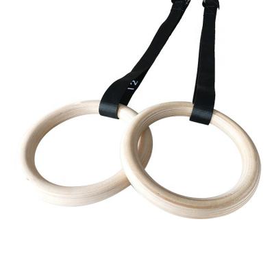 China Good Quality Gymnastic Rings Durable Nylon Wooden Straps Large Holder As Gym Accessory Palm Guard for sale