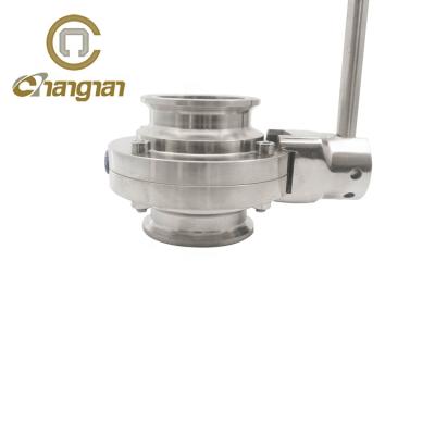 China Flange Connection DN50 General Sanitary Stainless Steel Butterfly Valve With Pull Handle for sale