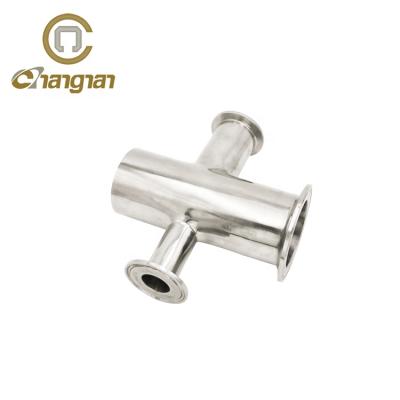 China For Dairy SS304 316L Sanitary Stainless Steel Mirror Reducing Cross Clamp for sale