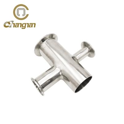 China For Dairy Pipe Fitting Reducing Stainless Steel Pipe Flange Flange Tee Cross Type Tube for sale