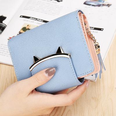 China RFID Customized Small PU Fashion High Quality Leather Credit Card Holder Short Wallets Women Coin Purse for sale