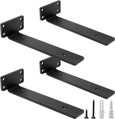 China Black Powder Coated Shelf Stand Heavy Duty Floating Shelf Bracket for Kitchen Shelf for sale