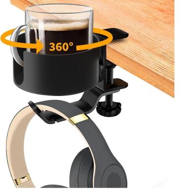 China Hoofdtelefoonrek Desk Mount Cup Holders Hoofdtelefoon Draaiende stand voor bureau Te koop