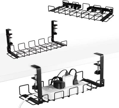 China Robust Black Metal Wire Cable Basket for Desk Single Tier Cable Trunking Holder for sale