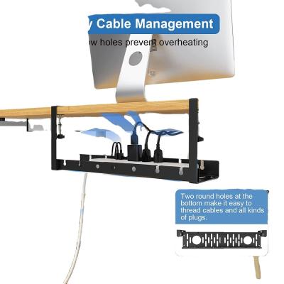 China Home/Office Electric Wire Organizer Tray Metal Extendable Under Desk Cable Tray with Clamp for sale