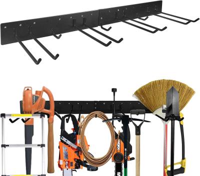 China Wall Mount Garden Tool Organizer With Single Tier Heavy Duty Solid Steel Tool Hangers for sale