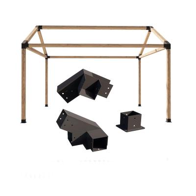 China Slanted Roof Pergola DIY Bracket Kit for Iron Wood Beams and Durable Steel Support for sale