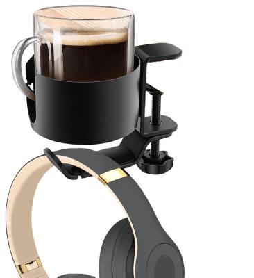 China Desk Cup Holder with Headphone Hanger Keep Your Drinks and Headphones in Place for sale