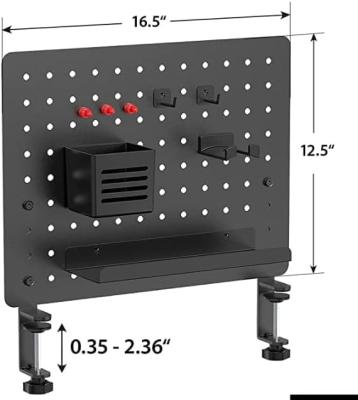 China Office Organizer Magnetic Peg Board Steel Clamp-on Desk Pegboard 24 x 20 inch Privacy Panel for sale