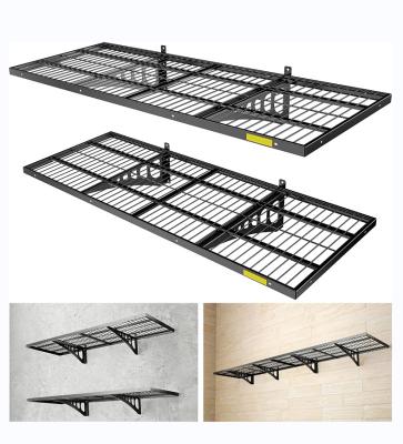 China Single Tier Metal Garage Storage Wall Shelving Mounted Heavy Duty Sturdy Wall Shelves Strong Garage Organiser for sale