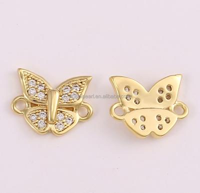 China Popular Gold Diamond Butterfly Pendant Shining, Zirconia Ladies Chain Charm, Jewelry Connector, 18K Gold Plated Copper, ETS-K701 for sale