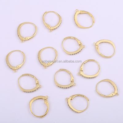 China Popular 18K Gold O-Shaped Zircon Pull Rod Earrings, Used For Jewelry Making, DIY Handmade Accessories, ETS-K641 for sale