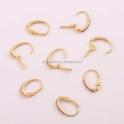 China Popular 18K gold earring o-shaped loop with inlaid rubies around it, used for jewelry making, DIY materials, accessories, ETS-K626 for sale