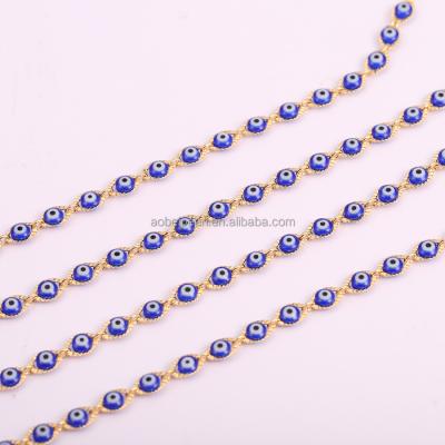 China Popular 18K Gold Plated Blue Demon's Eye Chain For Jewelry Making, Jewelry Findings, DIY Jewelry Material, Dropshipping ETS-K508 for sale