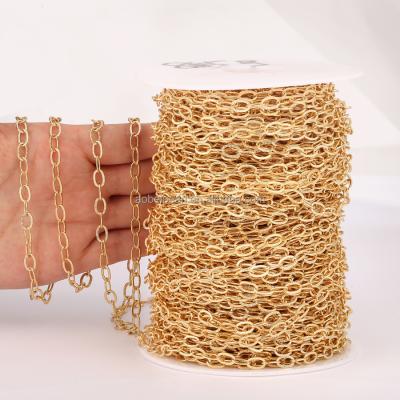 China Popular 8x5 mm flat cable gold plated loose chain, oval rectangular paperclip chain, suitable for jewelry making, DIY material, ETS-K457 for sale